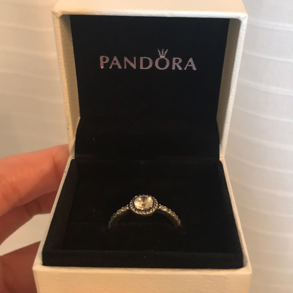Pandora Silver Classic Sparkle Halo Ring Size 6